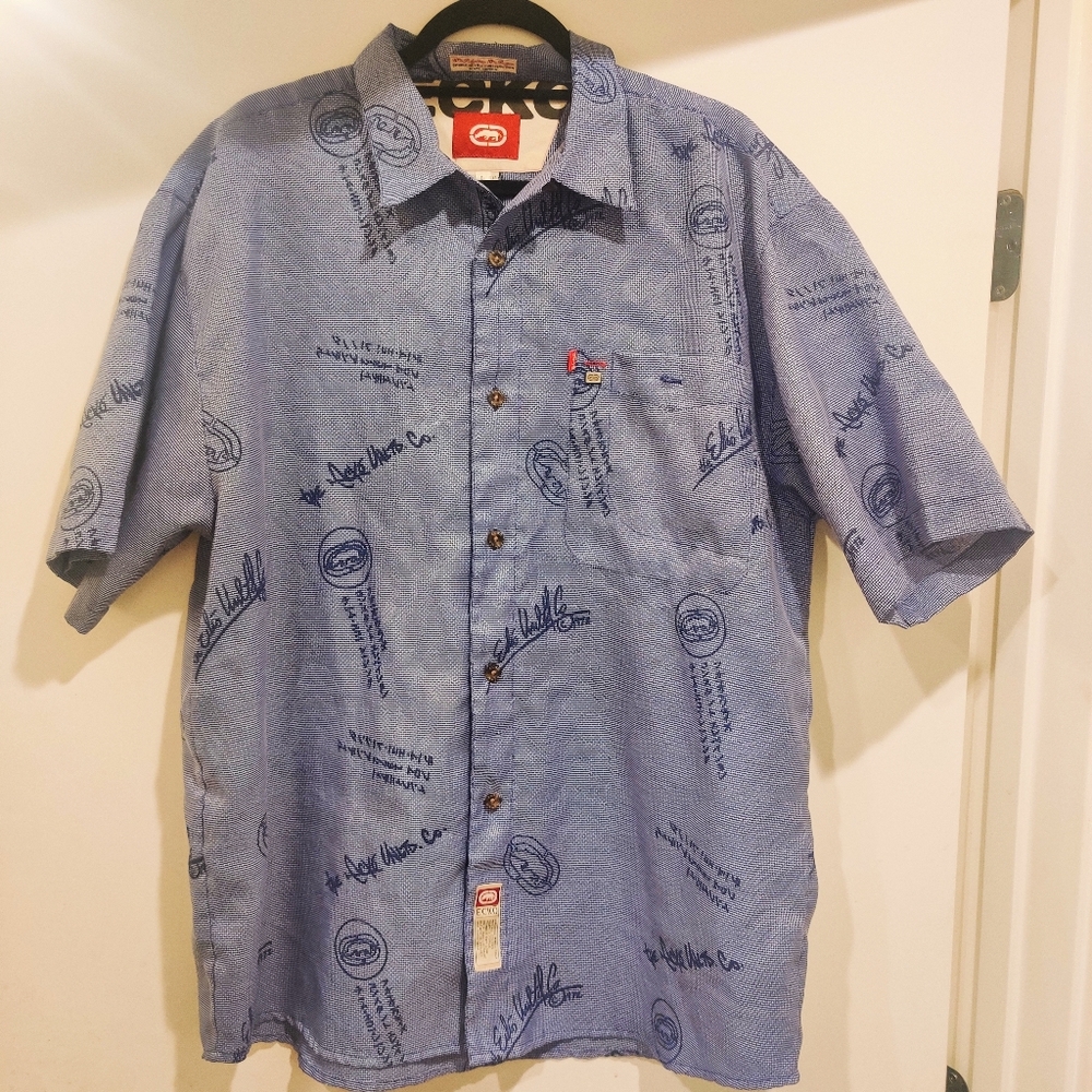 VTG Ecko Unltd 1992 LG Button Dress Shirt Rock Rare Signature/Logo Design Mint